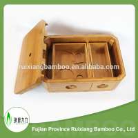 Space saving small bamboo wooden 2 drawer storage box