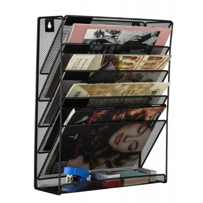 Mesh Wall Mounted File Holder with  6 Compartments  File Organizer for Letters and Documents