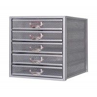 Metal Mesh Office Desk Organizer 5-Drawer Storage File Cabinet