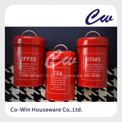 Metal Storage Box 3 sets of Galvanized Steel Canister Coffer Sugar Tea Tinplate jar with Stainless Steel Handle Container Tin