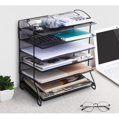 6 Trays Desktop Document Letter Tray Organizer, Easily Assembled File Organizer