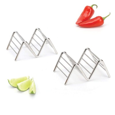 Taco Holder- 18/8 Stainless Steels - Holders 1 or 2 Hard soft Tacos- Five Style Available- set of  2 Racks