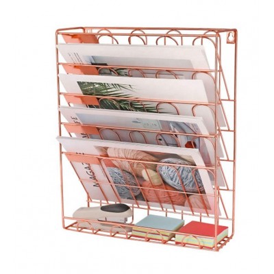 Iron Material Wall Mounted File Holder with  6 Compartments  File Organizer for Letters and Documents