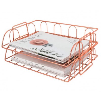 Office Supplies Metal Desk Organizer Stackable File Document Letter Tray Organizer